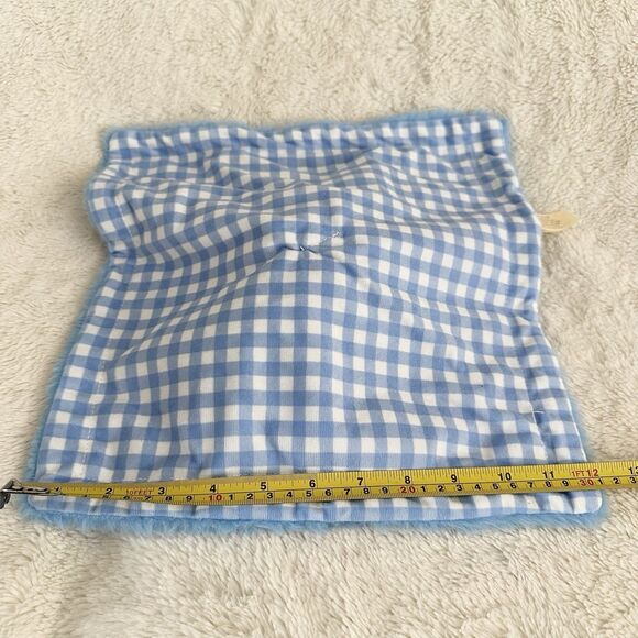 MTY My First Easter Bunny Rabbit Baby Lovey Rattle Security Blanket Blue Plaid - Picture 5 of 5